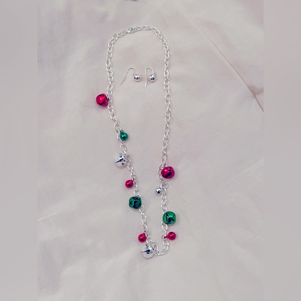 Christmas Jingle Bells Necklace and Earrings